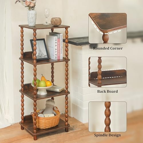 Fultyle Book Shelf, 4-Tier Bookshelf with Storage, Small Bookcase Display Shelves for Small Spaces, Bedroom, Living Room