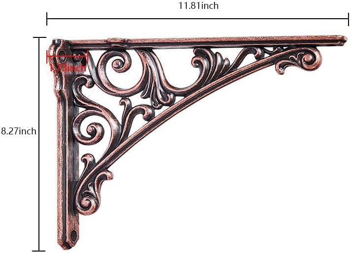 Khtumeware Shelf Bracket 12 Inch, Decorative Brackets for Shelving, Heavy Duty Vintage Ornate Shelf Bracket, Hardware In