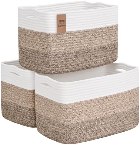 Baskets for Organizing,Storage Baskets,3 Pack Baskets for Shelfves,15"×10"×9" Woven Basket,toy storage bins,bins for organization