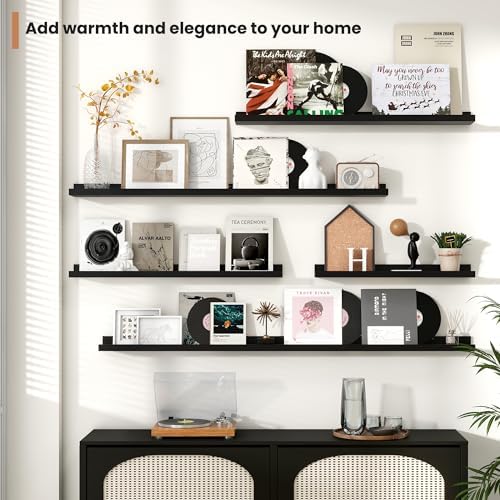 Fun Memories Picture Ledge Shelf, 36 Inch Floating Shelves Set of 2, Nursery Book Shelves for Kids, Wall Mounted Bookshe