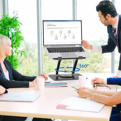 Laptop Stand for Desk Adjustable Computer Stand with 360 Rotating Base Ergonomic Laptop Riser Mount for Desk Foldable Pr