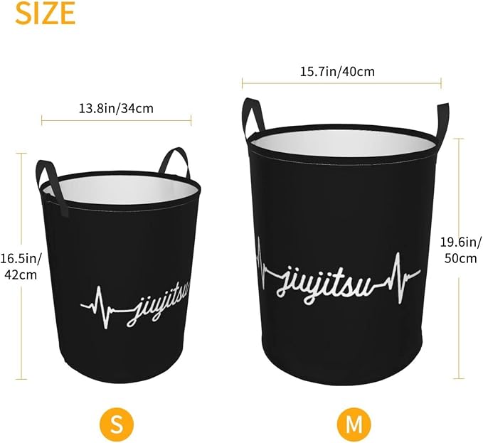 Jiu Jitsu Heartbeat-BJJ Pulse Laundry Hamper Round With Handles Laundry Hamper, For Bathroom Laundry Storage