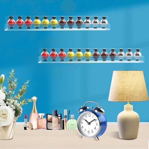 9 Pack Clear Acrylic Nail Polish Rack 15" L x 1.6" W x 2" H