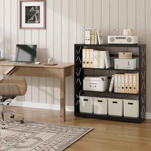 SteeLoong 3 Tier Bookcase,Metal Bookshelf with Adjustable Feet & Shelves