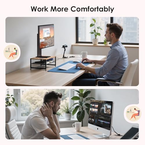 ECOLOVI 2-Tier Computer Monitor Stand Riser, Printer & Laptop Stand, Office Desk Accessories, Workspace Desk Organizer f