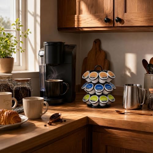Rotating Coffee Pod Holder for Keurig Pods, Heavy-Duty K Cup Holder, Black