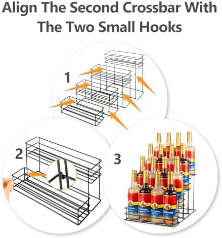 kimilus 16 Bottle Capacity Coffee Syrup Organizer 4 Tier Coffee Syrup Stand Shelf for Coffee Bar Accessories for Coffee 