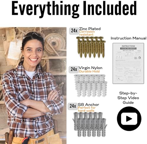 EVALD Heavy Duty Floating Shelf Brackets 4 Inch, Hidden Brackets for Shelving with Screws & Anchors, Floating Shelf Moun