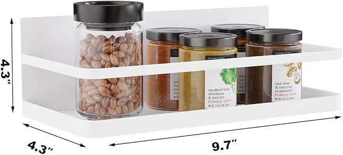 Magnetic Spice Rack Single Tier Refrigerator spice organizer Shelf, Easy to Install The Side of the Refrigerator
