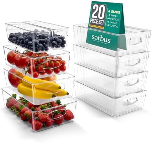 Sorbus Fridge Organizers and Storage, Clear Bins (20 Pack)