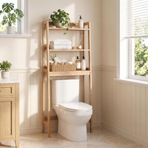 StorageWorks Toilet Paper Storage Basket, Toilet Basket with Wooden Handles