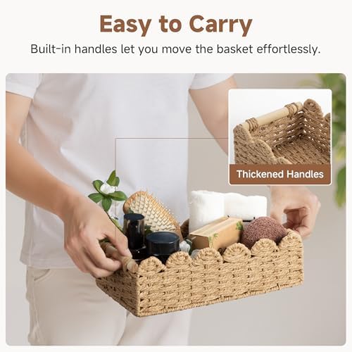 StorageWorks Toilet Paper Storage Basket, Toilet Basket with Wooden Handles