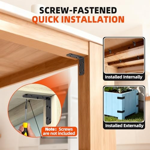 3x3 Inch Angle Bracket, 90 Degree Corner Bracket, Black, 4 Pack