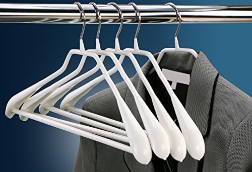 Mawa by Reston Lloyd BodyForm Series Non-Slip Space-Saving Clothes Hanger with Bar For Pants, 16 1/2", Style 42/LS, Set of 5, White