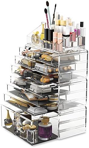 Readaeer Makeup Cosmetic Organizer Storage Drawers Display Boxes Case with 12 Drawers(Clear)