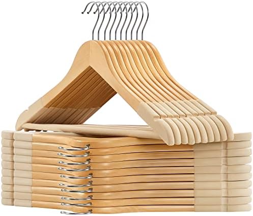 SONGMICS Wooden Hangers, 20-Pack Wood Hangers with Velvet Surface