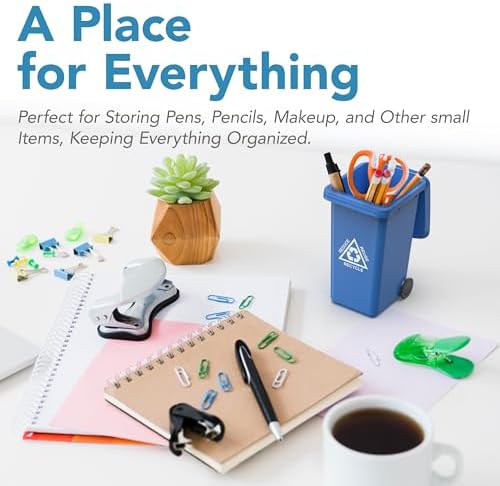 Wiosi Mini Garbage Trash Pen Holder for Desk | Tiny Recycle Bin Pencil Holder Green & Blue, Pack of 2 | Storage for Pencil & Pen | Office Stationery to Organize the Desk | Ideal for Student Work