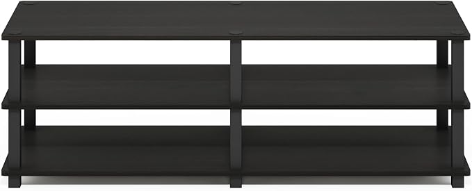 Furinno TURN-S-TUBE Shoe Rack, 3-Tier Wide Shoe Organizer, Open Shelf Rectangular Shoe Storage Rack, 11.6 x 47.2 x 15.4, Toolless Assembly, for Closet Entryway, Office, Garage, Espresso