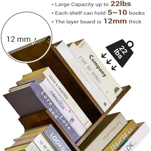 3-Tier Tree Book Shelves for Wall, Small Wall Mounted Shelves, Unique Hanging Bookshelf Storage Rack, Floating Bookshelv