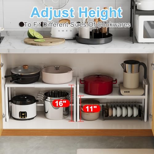 Expandable Kitchen Storage Shelves,110LBS Heavy Duty Metal Shelving Units and Storage For Small Appliance, Adjustable St