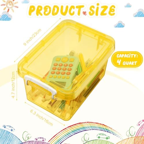 Wenqik 6 Pack Colorful Plastic Storage Bins with Lids, Cute Color