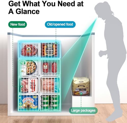 Freezer Organizer Bins, 2 Pack Big Baskets for 5/ 7 Cu.FT Deep Freezer