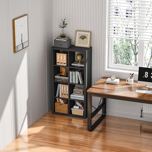 furtble Bookshelf with Storage Bins, 20-Cube Storage Organizer with Back Panels, Modern Bookshelf for Bedroom, Multifunc