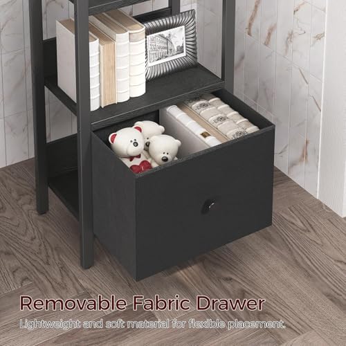 MAHANCRIS Bookshelf, 6-Tier Bookcase with Drawer, Small Book Shelf for Small Space, Storage Shelf Organizer, for Living 