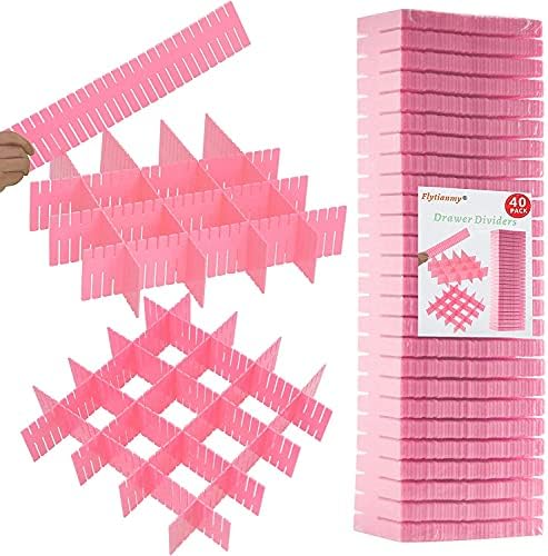 40Pcs Drawer Dividers, Adjustable Drawer Organizer for Socks, Underwear, Makeup, Can Help Tidy Kitchen, Bedroom, Dresser