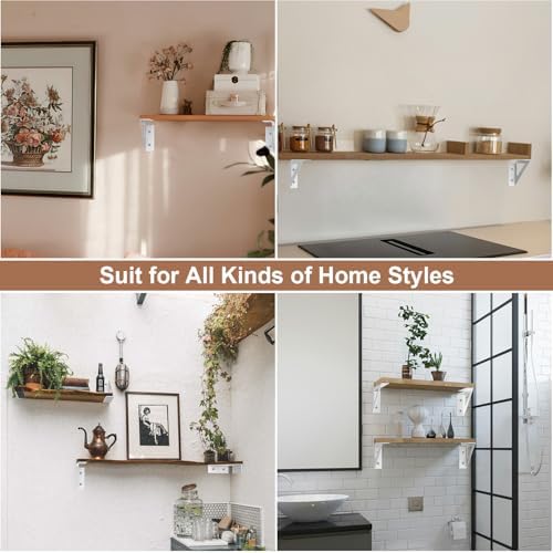 SOGAL White Shelf Brackets 4 Inch Small Floating Shelf Bracket 4 Pack