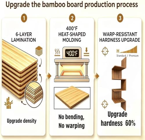 Premium Bamboo Floating Corner 4-Tier,Corner Shelf Wall,7.8"Lx7.8"Wx40.1H