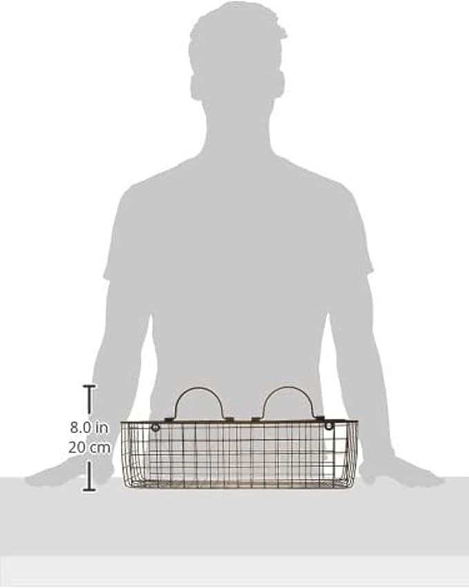 DII Farmhouse Vintage Decor, Wire Wall Basket, Assorted, Antique White, 2 Piece