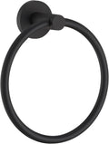 APLusee Round Hand Towel Ring for Bathroom Wall, Solid Stainless Steel Wall Mounted Bathroom Towel Holder, Modern Matte Black