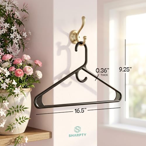 Heavy Duty Clothes Hangers, 24 Pack - Space Saving, Ultra Strong Black Plastic - Hang Your Belt, Pants, Coat, Shirt, Shorts, Jeans, Sweater and More - Bulk Closet Storage for Adults Clothing