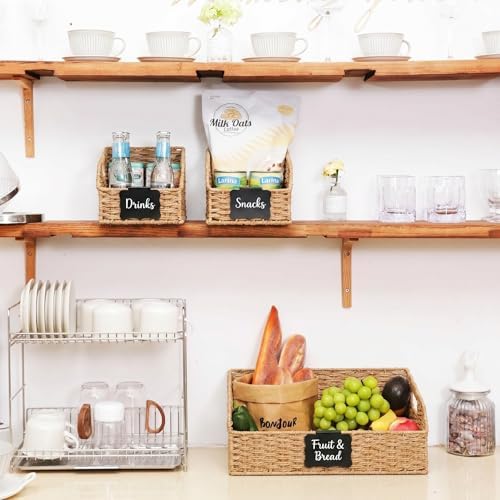 Pantry Baskets for Organizing,Wicker Storage Bins, 3 Pack, Natural