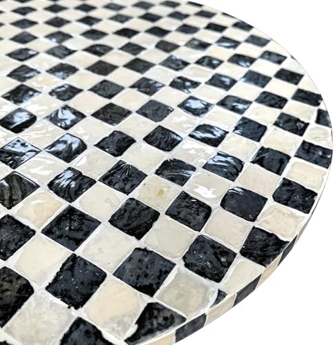 16-Inch Mother of Pearl Lazy Susan for Table Top, Black & White