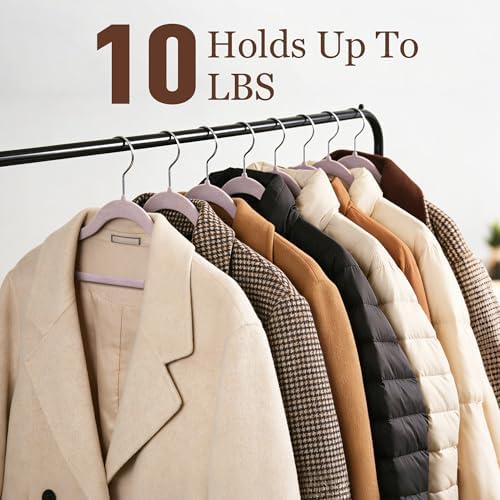 Velvet Hangers 200 Pack, 17.5" Non-Slip Clothes Hangers, Purple