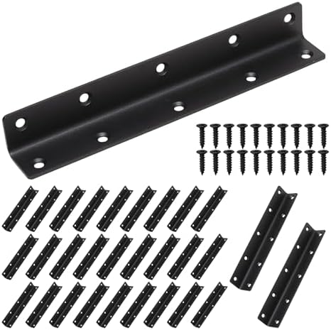 L Bracket, Heavy Duty Corner Brace, 30 Pack 8" Metal Shelf Bracket Angle Bracket for Shelves, Black Metal Braces for Woo