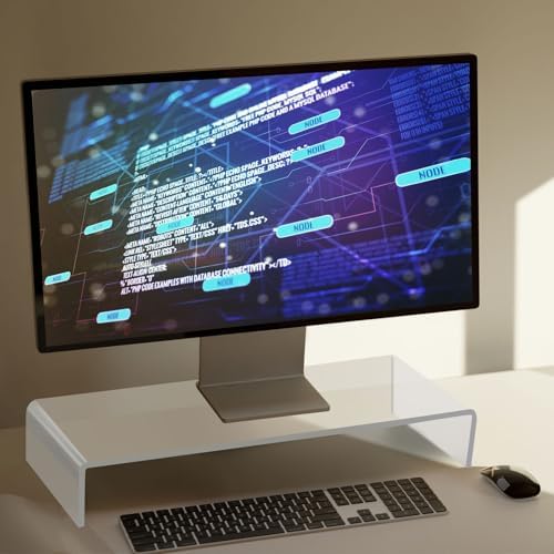 Jetec 2 Pcs Acrylic Monitor Stand Desktop Computer, Clear, 20 x 8 x 3 Inch
