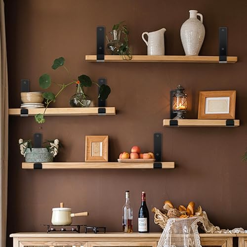30 Pack - 11.25" L x 6" H x 1.5" W J Lip Shelf Brackets Rustic Farmhouse Iron Wall Floating Shelf Bracket Metal Shelf Br