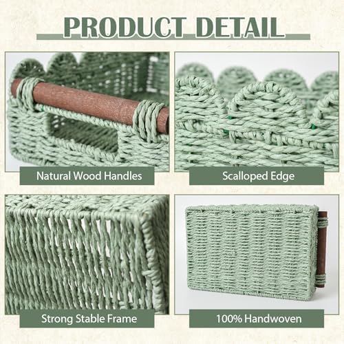 Scalloped Toilet Paper Storage Basket, Small Basket with Handles