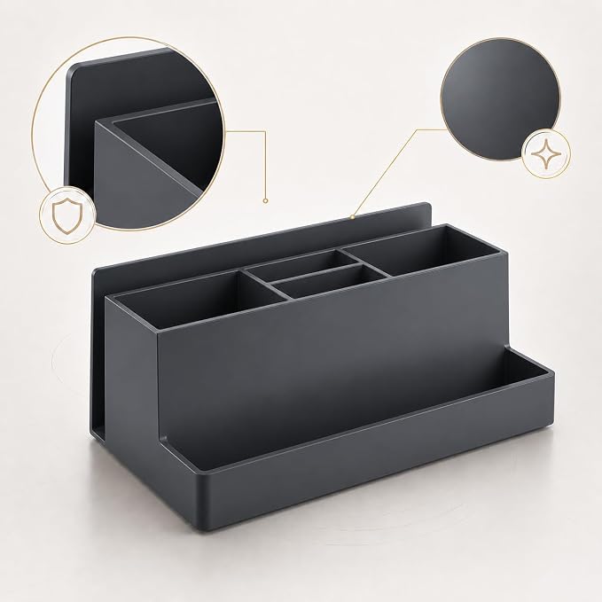 Acrimet Desktop Organizer - Multi Organizer Caddy Holder for Office, Home and School use (Plastic) (Black Color) | Office Notebook, Briefcase, Pads & Accessories