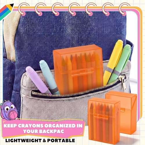 Clabby 4 Pcs Clear Plastic Crayon Boxes Hold 24 Count, Orange