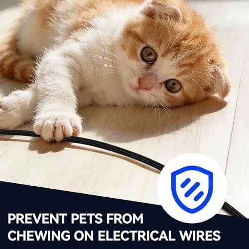 Cable Management, 16FT Wire Management Computer Cord Desk Organizer Protectors from Pets No Chew (Black, 32mm-(1 1/4"))