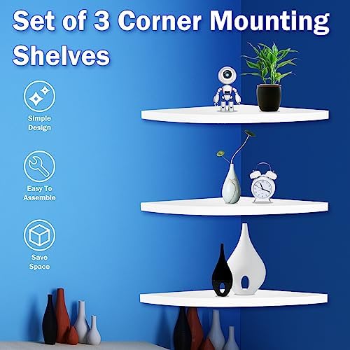 US 3Pcs Corner Mounting Shelf 20cm Wall Mounted Space Saving Wall Corner Shelf Easy to Install Corner Floating Shelves M