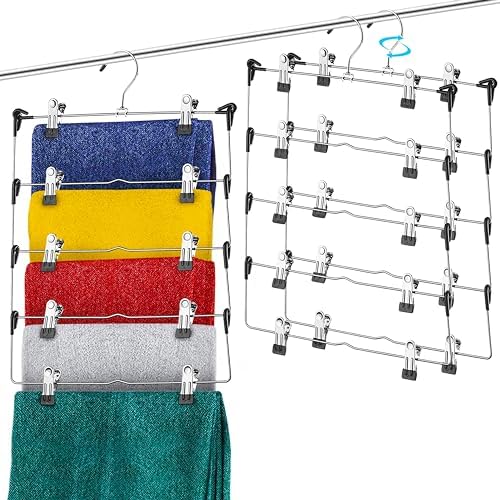 DEILSY™ 5-Tier Pants Hangers with Clips Non Slip Skirt Hangers 3 Pack