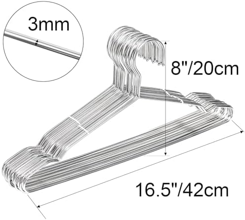 Tosnail 50 Pack Stainless Steel Strong Wire Metal Hangers Heavy Duty Clothes Hangers - 16.5"/42cm