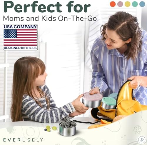 Stainless Steel Food Containers, Metal Lunch Boxes, Set of 5, Bright