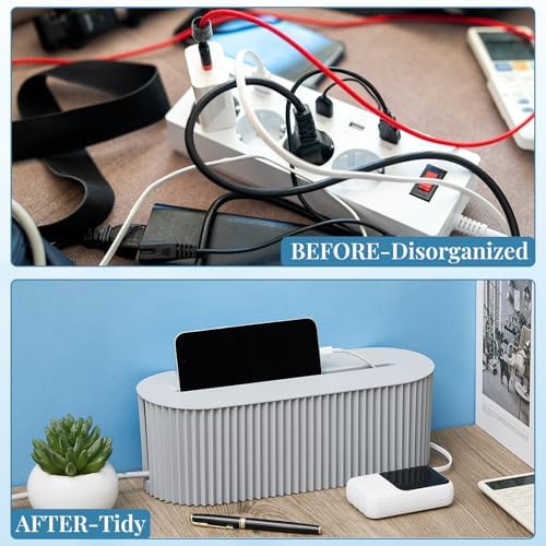 2 Pcs Cable Management Box, Fits Most Power Sockets, 11.8x5.1x4.3 in