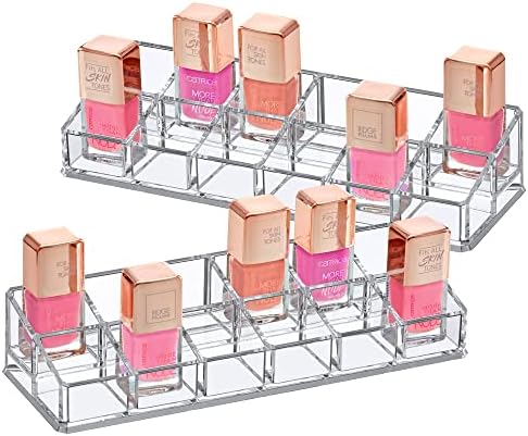 Amazing Abby - Glamour - 2-Pack 12-Slot Acrylic Nail Polish Organizer, Lipstick Holder, Lip Gloss Organizer, Cosmetic St